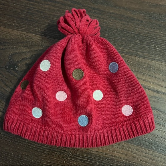 Gymboree baby toddler 12-24 month polka dot Pom Pom hat - winter snowflake line - Picture 1 of 8